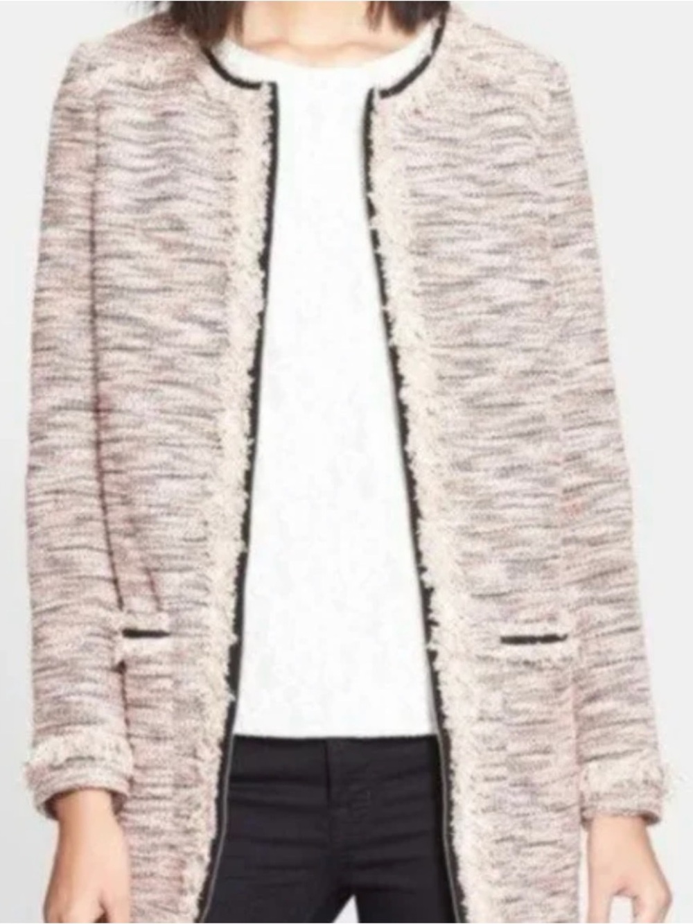 McGINN Sheila Pink and Black Tweed Zip Front Blazer Jacket
